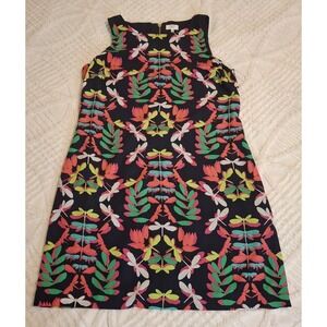 Crown & Ivy Womens 10 Shift Dress Navy Blue Dragonfly Print Sleeveless Sheath